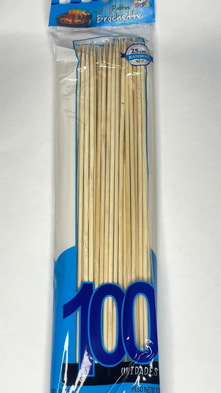 Palito brochette 25cm x100un